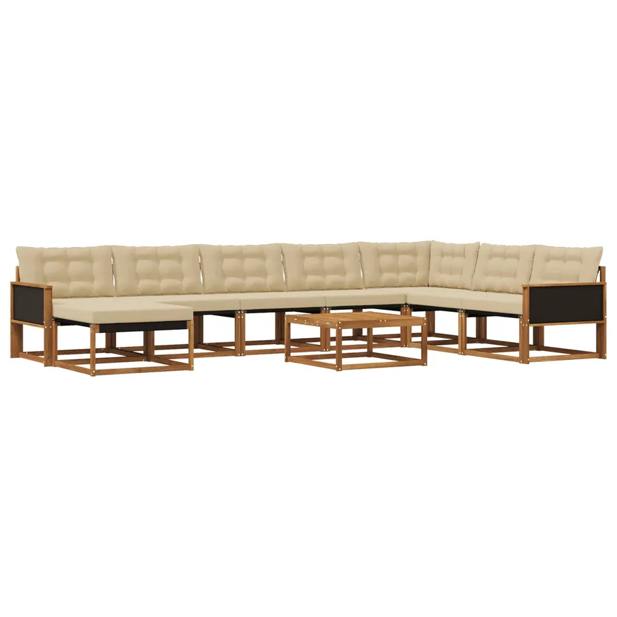 Ensemble de canapés d'extérieur 9 pcs Naturel et Beige - 2