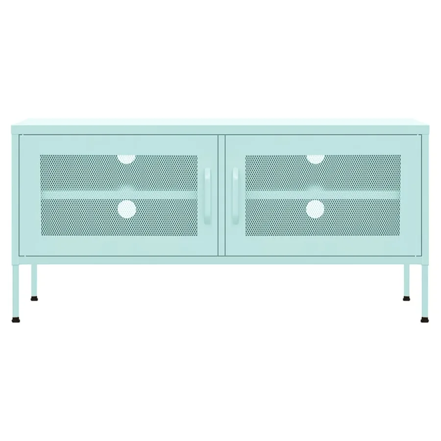 Meuble TV Vert menthe 105x35x50 cm Acier - 3