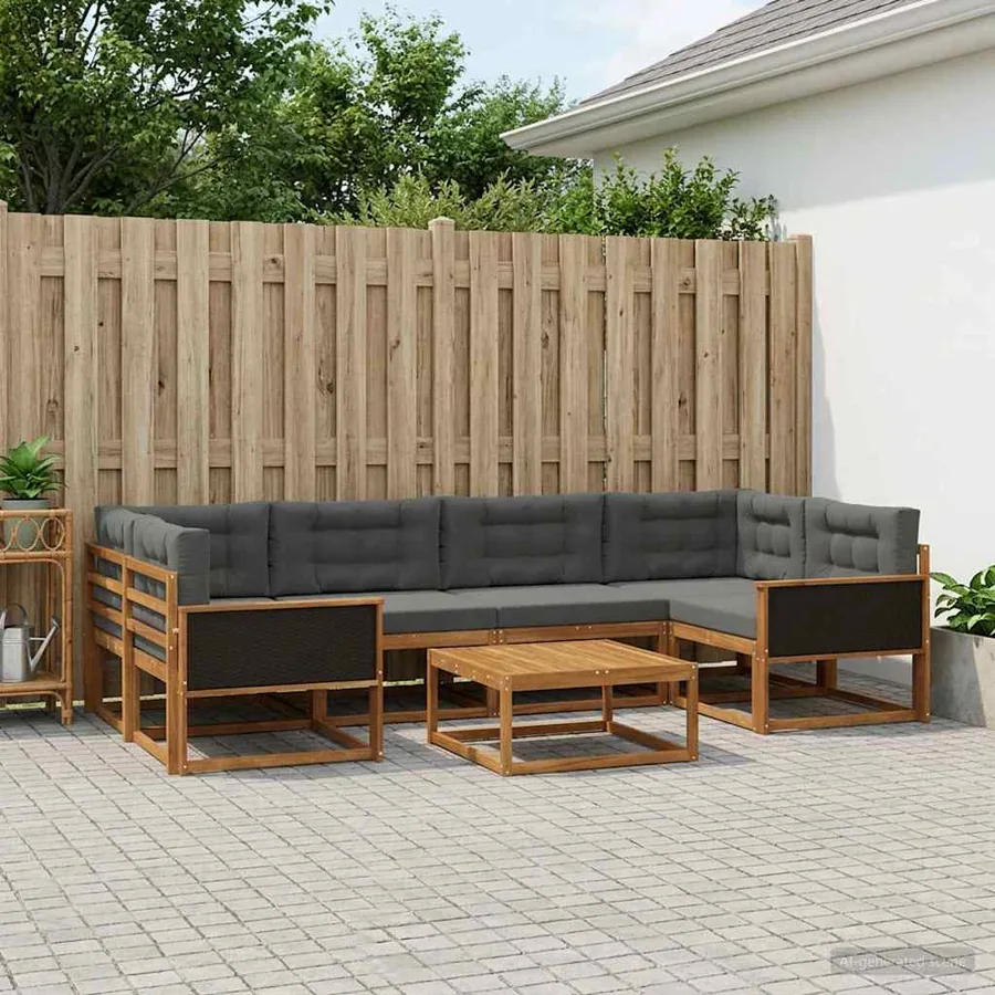 Ensemble de canapés d'extérieur 7 pcs Naturel et Anthracite