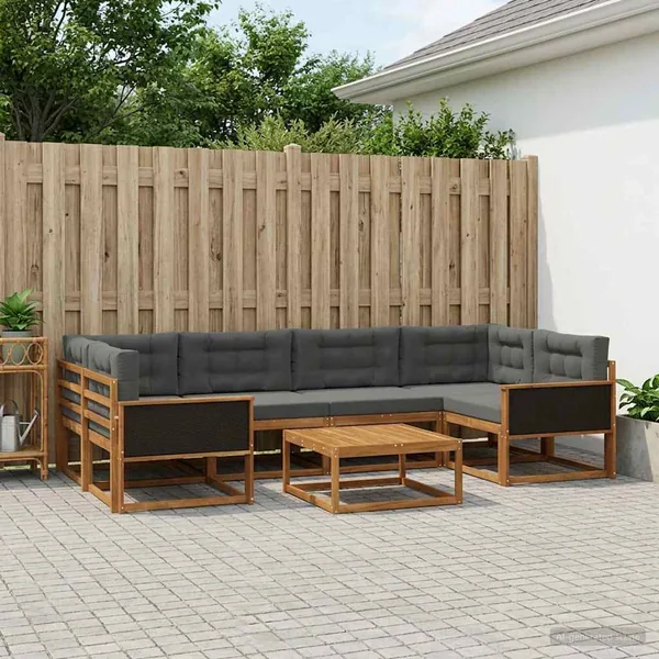 Ensemble de canapés d'extérieur 7 pcs Naturel et Anthracite