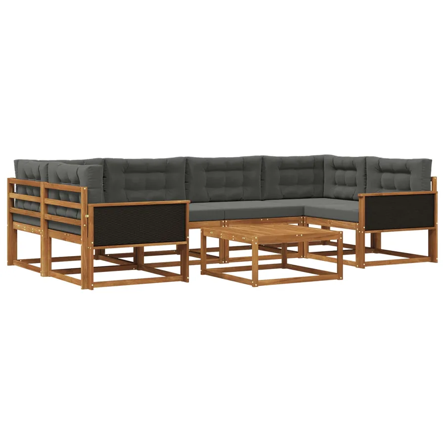 Ensemble de canapés d'extérieur 7 pcs Naturel et Anthracite - 2