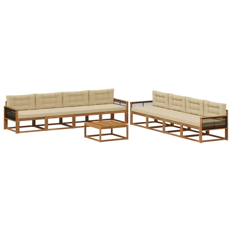 Ensemble de canapés d'extérieur 9 pcs Naturel et Beige - 2