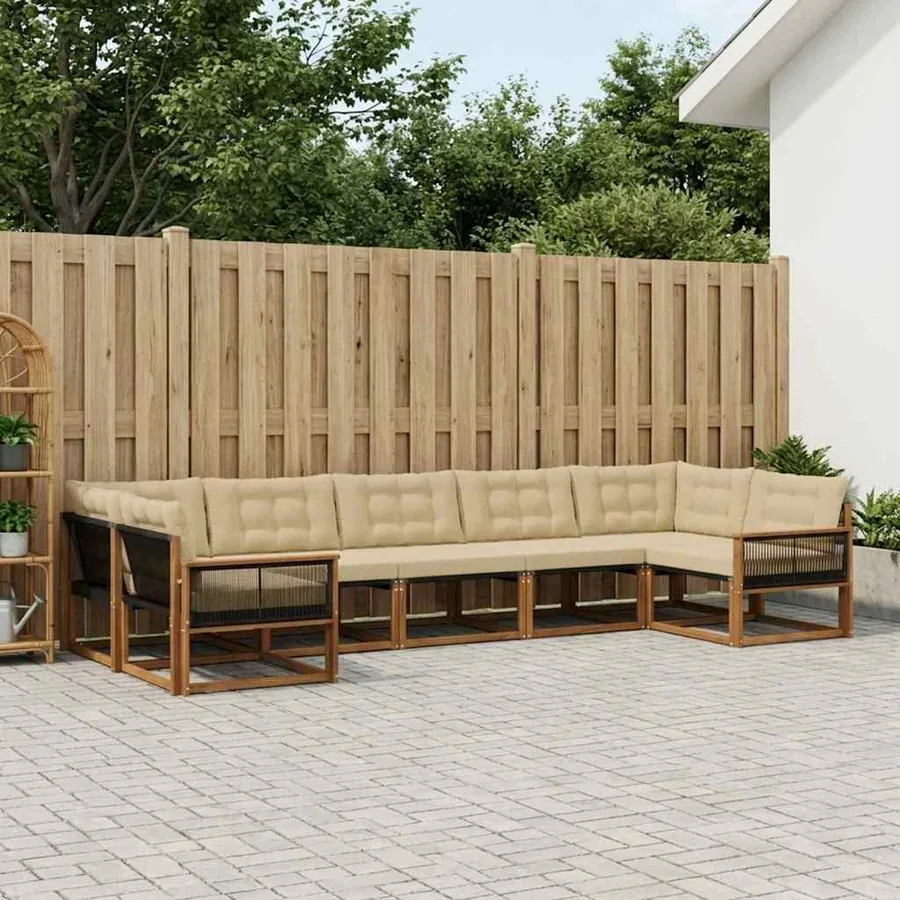 Ensemble de canapés d'extérieur 7 pcs Naturel et Beige