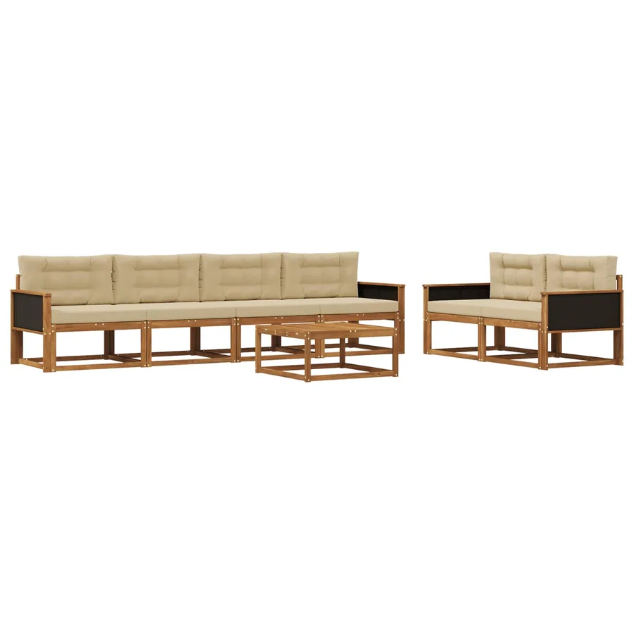 Ensemble de canapés d'extérieur 7 pcs Naturel et Beige - 2