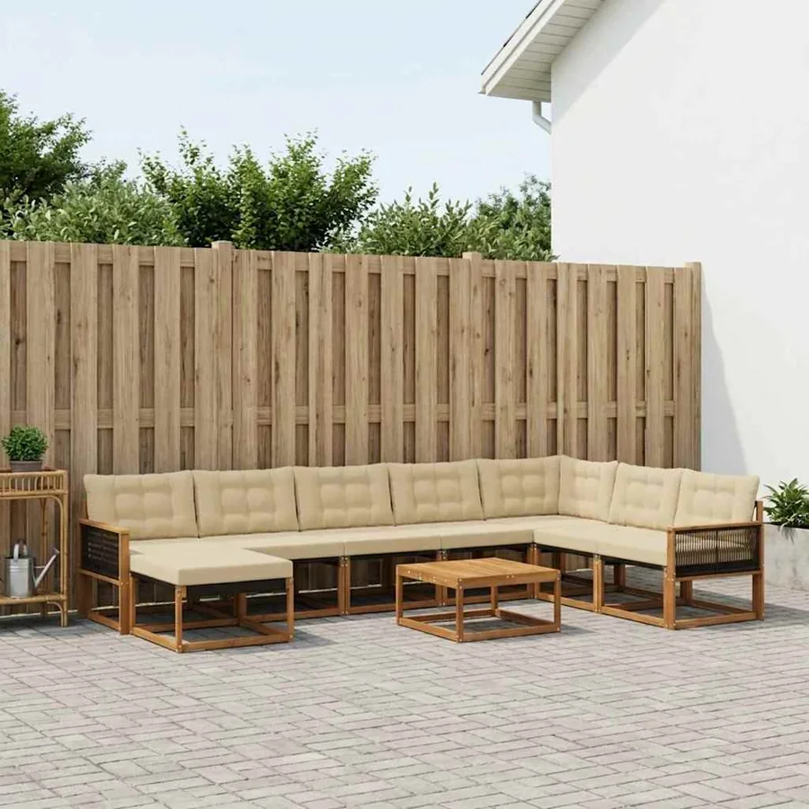 Ensemble de canapés d'extérieur 9 pcs Naturel et Beige