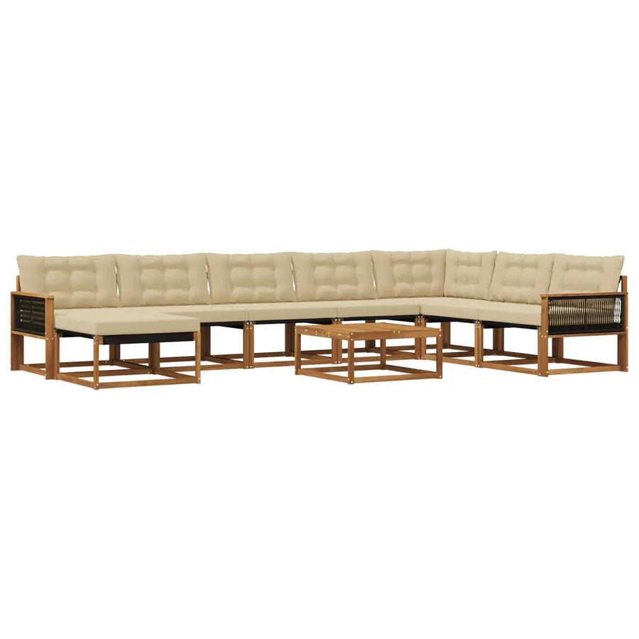 Ensemble de canapés d'extérieur 9 pcs Naturel et Beige - 2