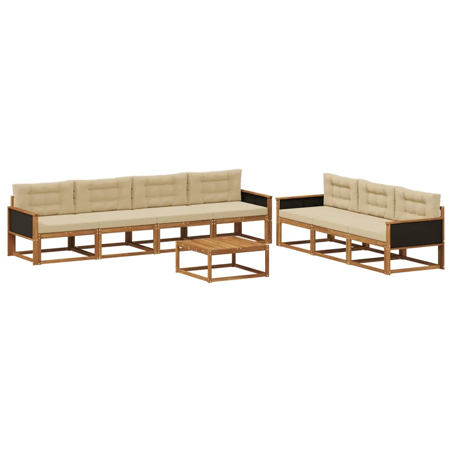 Ensemble de canapés d'extérieur 8 pcs Naturel et Beige - 2
