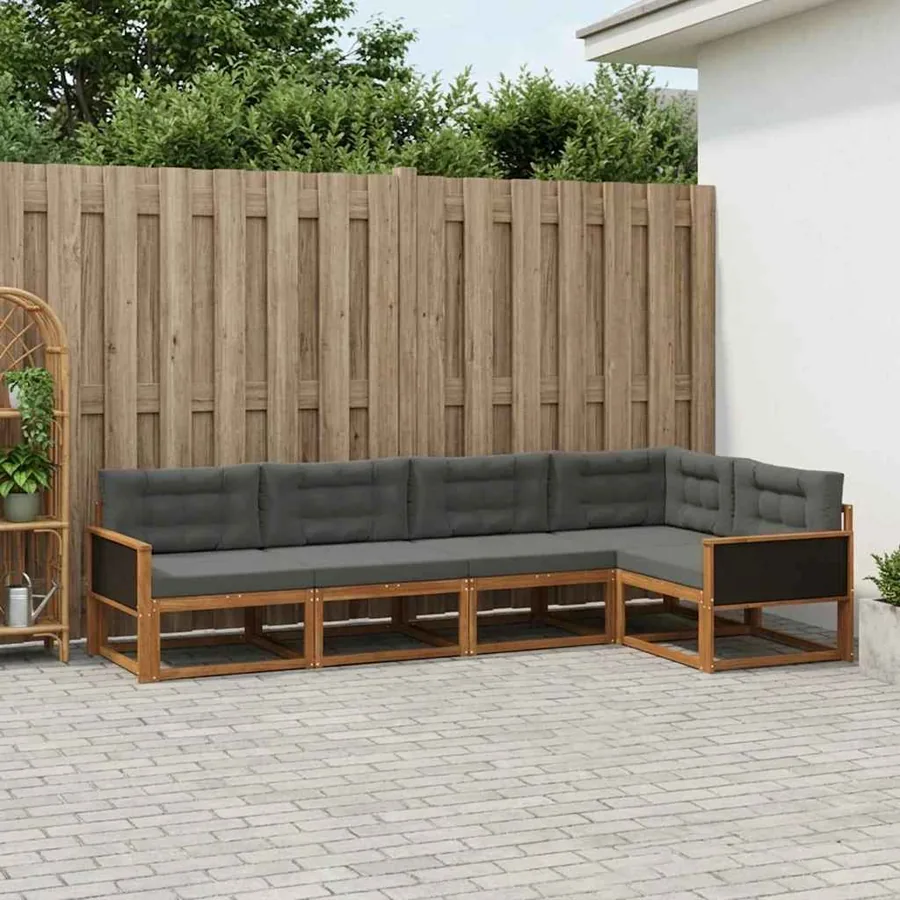 Ensemble de canapés d'extérieur 5 pcs Naturel et Anthracite
