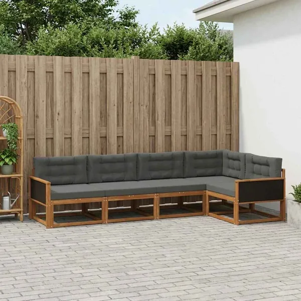 Ensemble de canapés d'extérieur 5 pcs Naturel et Anthracite