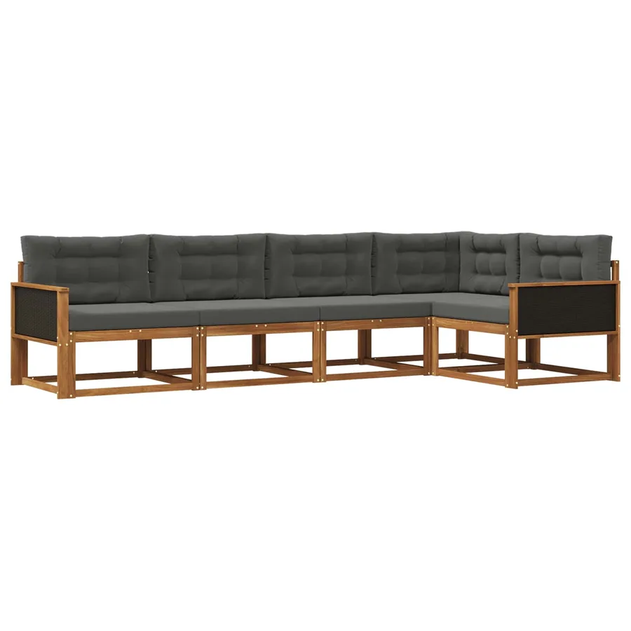 Ensemble de canapés d'extérieur 5 pcs Naturel et Anthracite - 2