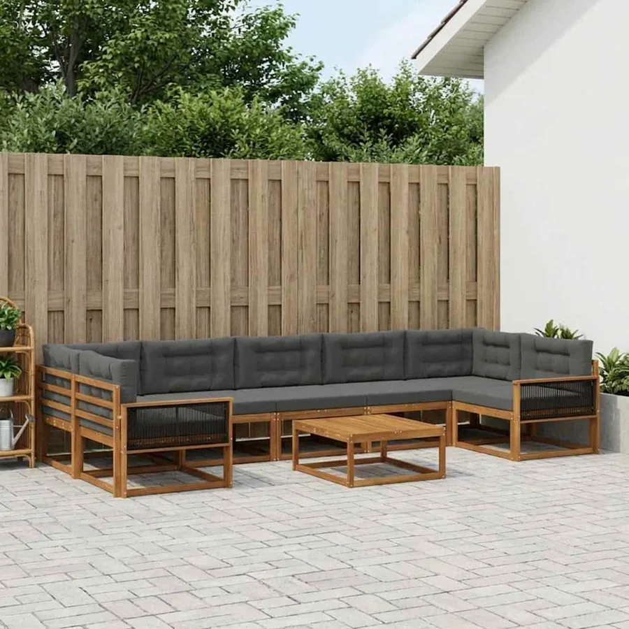 Ensemble de canapés d'extérieur 8 pcs Naturel et Anthracite