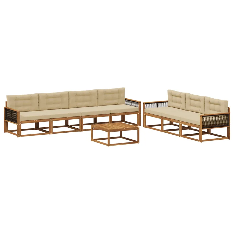Ensemble de canapés d'extérieur 8 pcs Naturel et Beige - 2