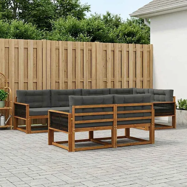 Ensemble de canapés d'extérieur 7 pcs Naturel et Anthracite