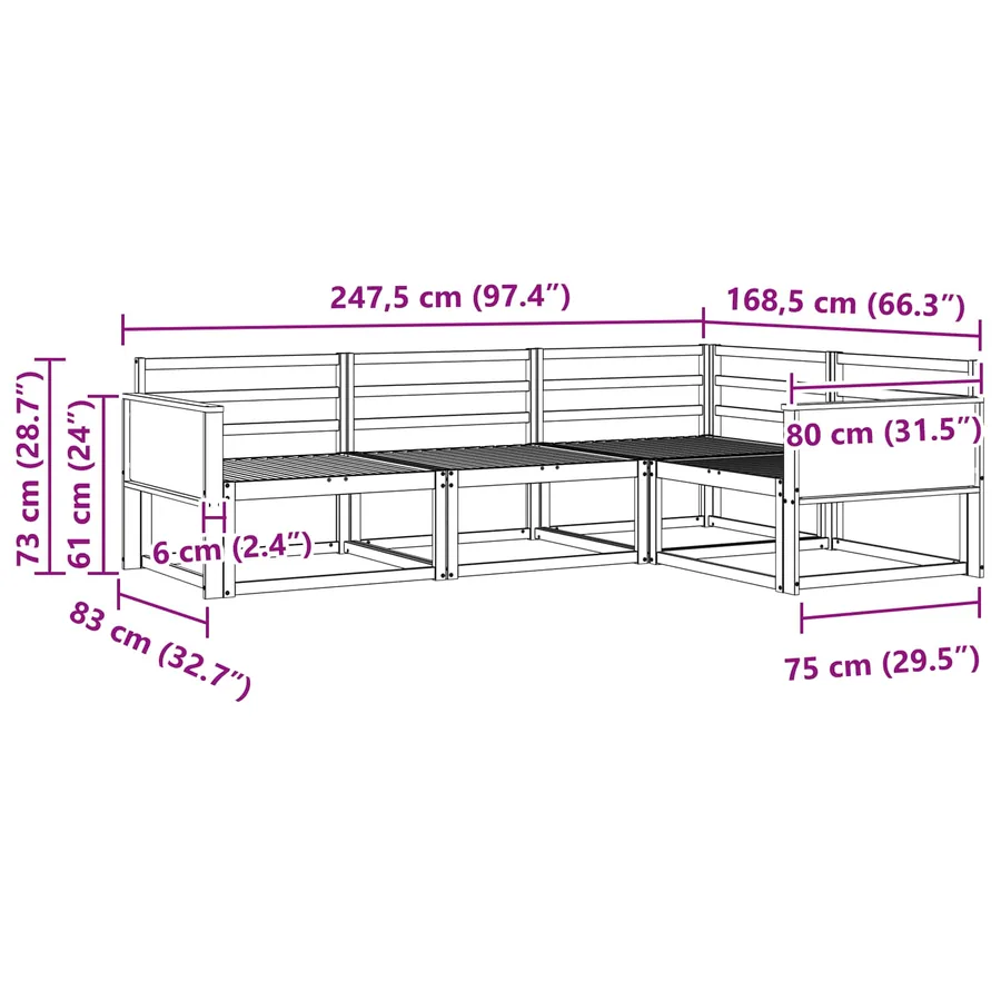 Ensemble de canapés d'extérieur 4 pcs Naturel - 6