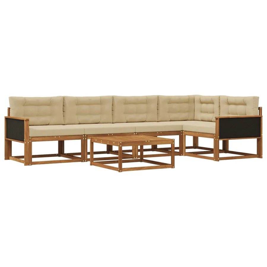 Ensemble de canapés d'extérieur 6 pcs Naturel et Beige - 2