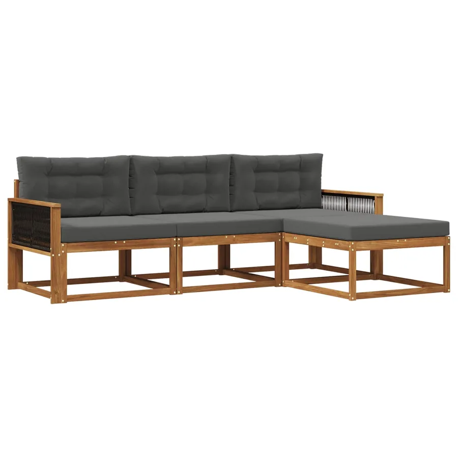 Ensemble de canapés d'extérieur 4 pcs Naturel et Anthracite - 2