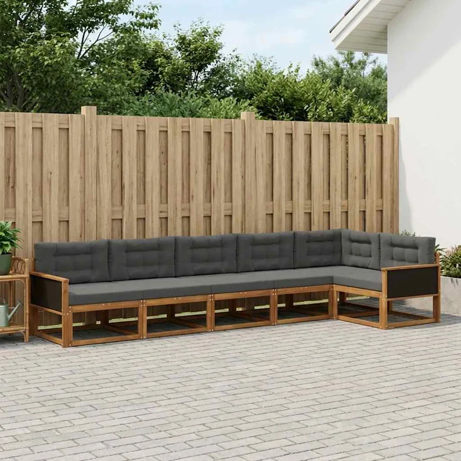 Ensemble de canapés d'extérieur 6 pcs Naturel et Anthracite
