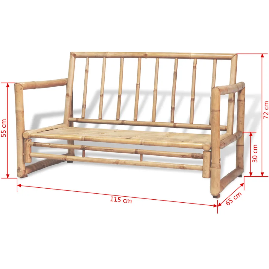 Salon de jardin 4 pcs avec coussins Bambou - 14