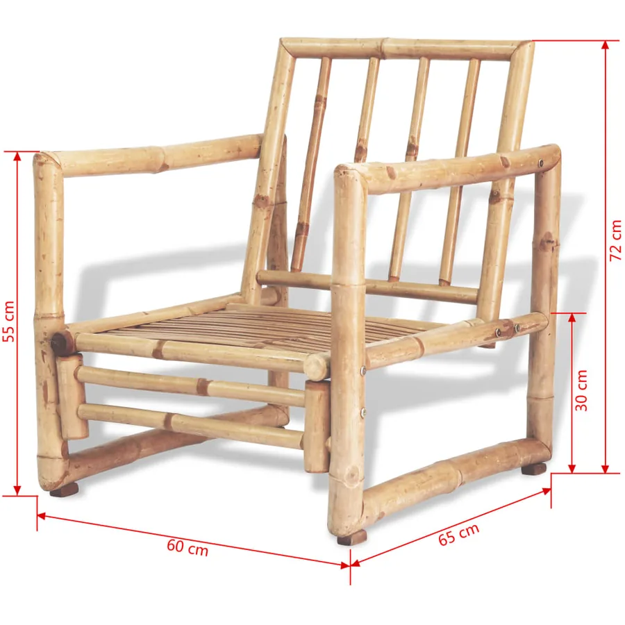 Salon de jardin 4 pcs avec coussins Bambou - 15