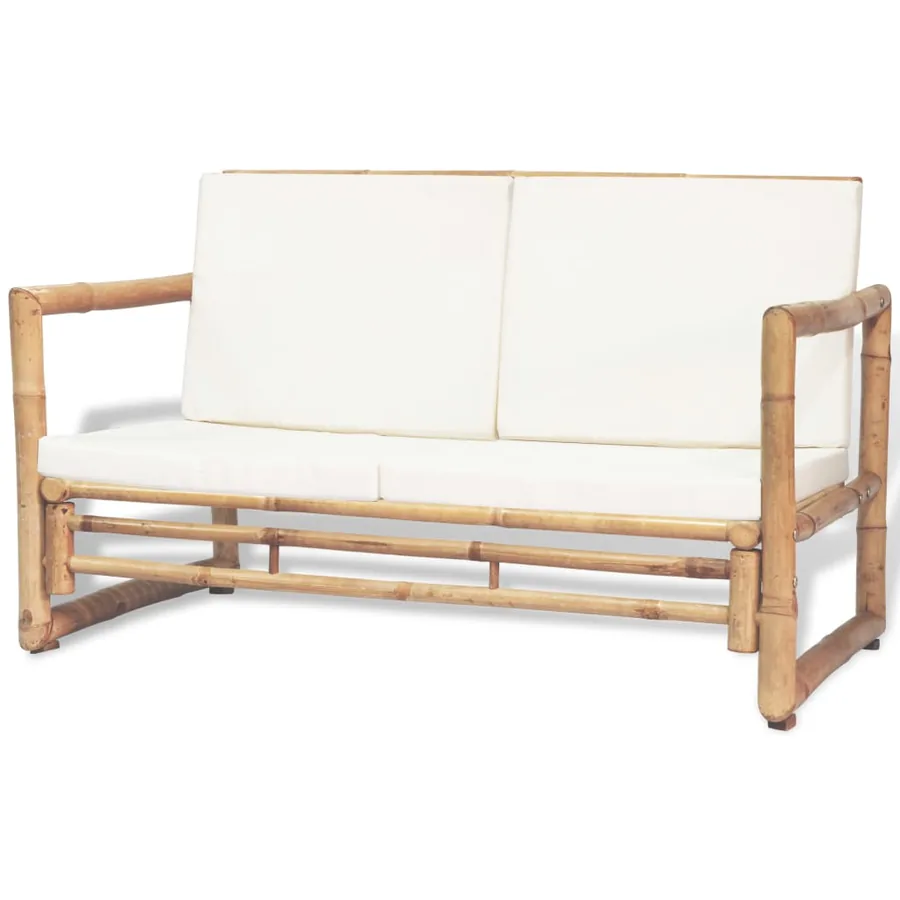Salon de jardin 4 pcs avec coussins Bambou - 3