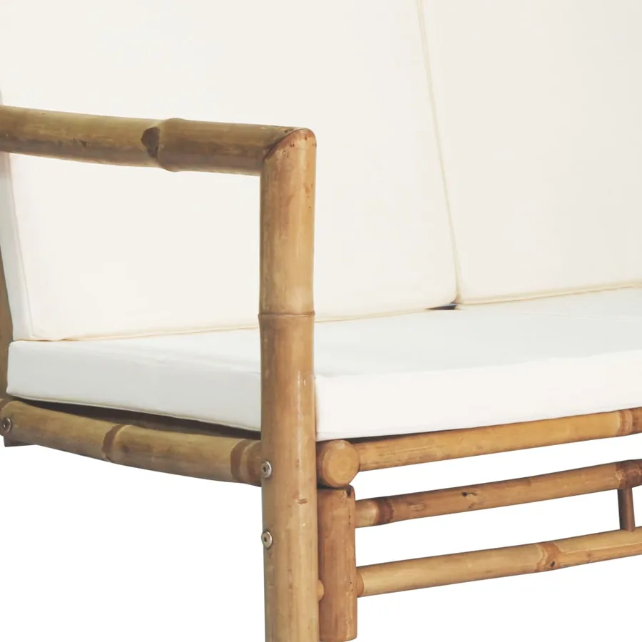 Salon de jardin 4 pcs avec coussins Bambou - 5