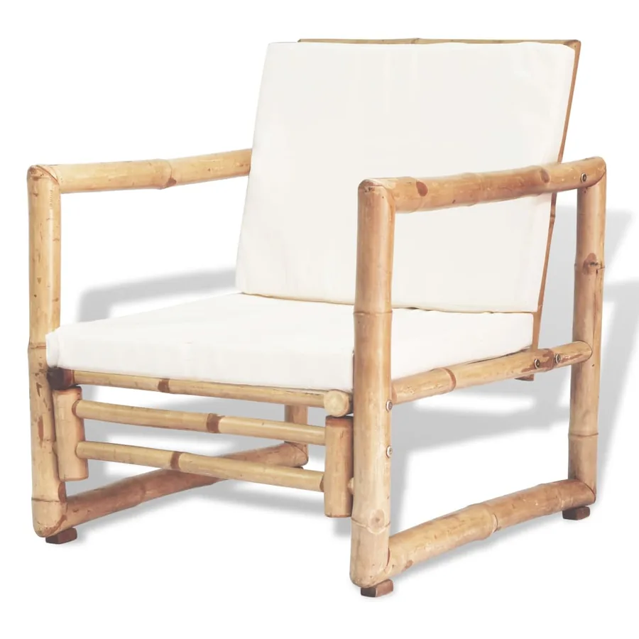 Salon de jardin 4 pcs avec coussins Bambou - 6
