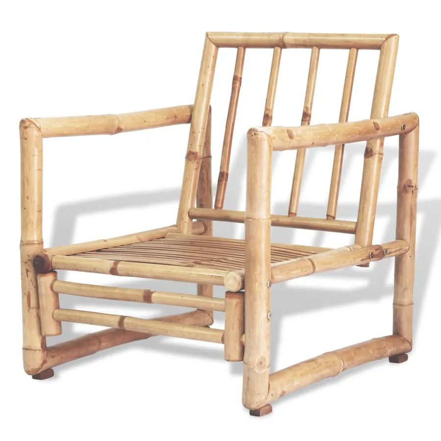 Salon de jardin 4 pcs avec coussins Bambou - 7