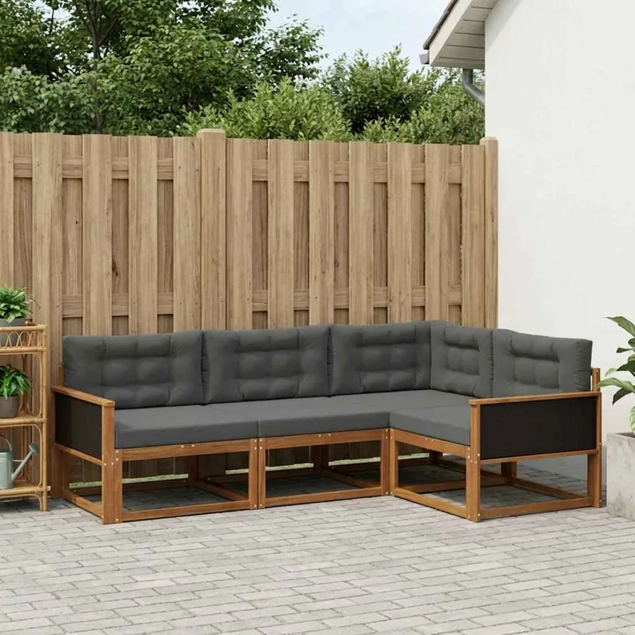 Ensemble de canapés d'extérieur 4 pcs Naturel et Anthracite