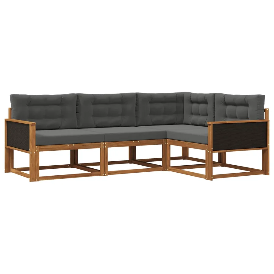 Ensemble de canapés d'extérieur 4 pcs Naturel et Anthracite - 2