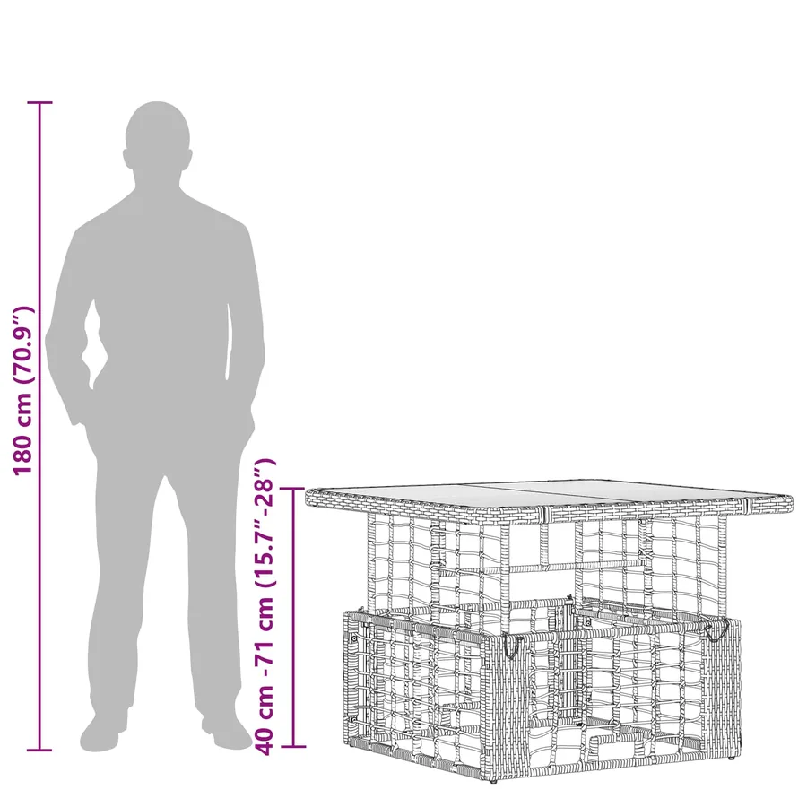 Ensemble de salle à manger pour jardin 3 pcs Noir et gris - 13
