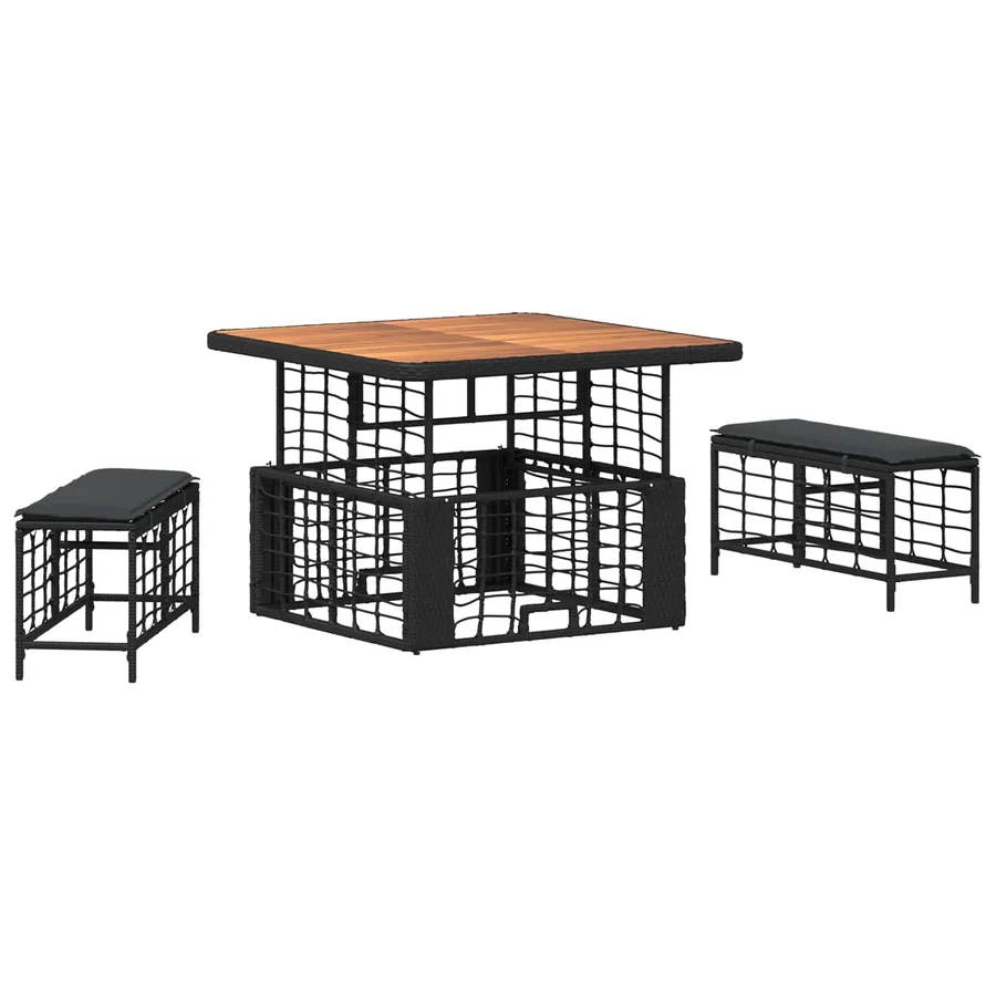 Ensemble de salle à manger pour jardin 3 pcs Noir et gris - 2