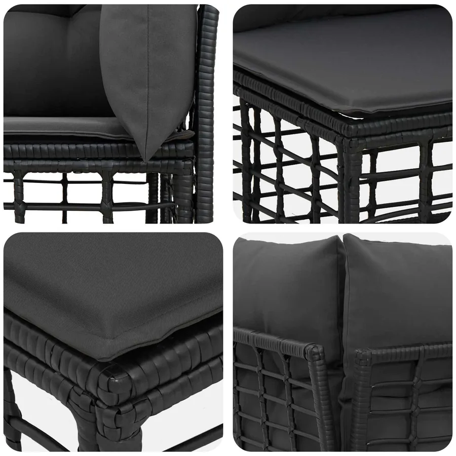 Ensemble de canapés d'extérieur Noir Polyester - 6