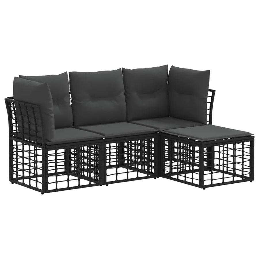 Ensemble de canapés d'extérieur Noir Polyester - 2
