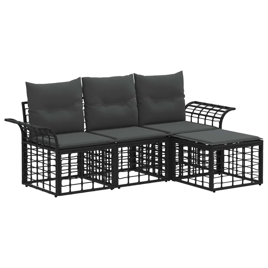 Ensemble de canapés d'extérieur 4 pcs Noir et Gris foncé - 2