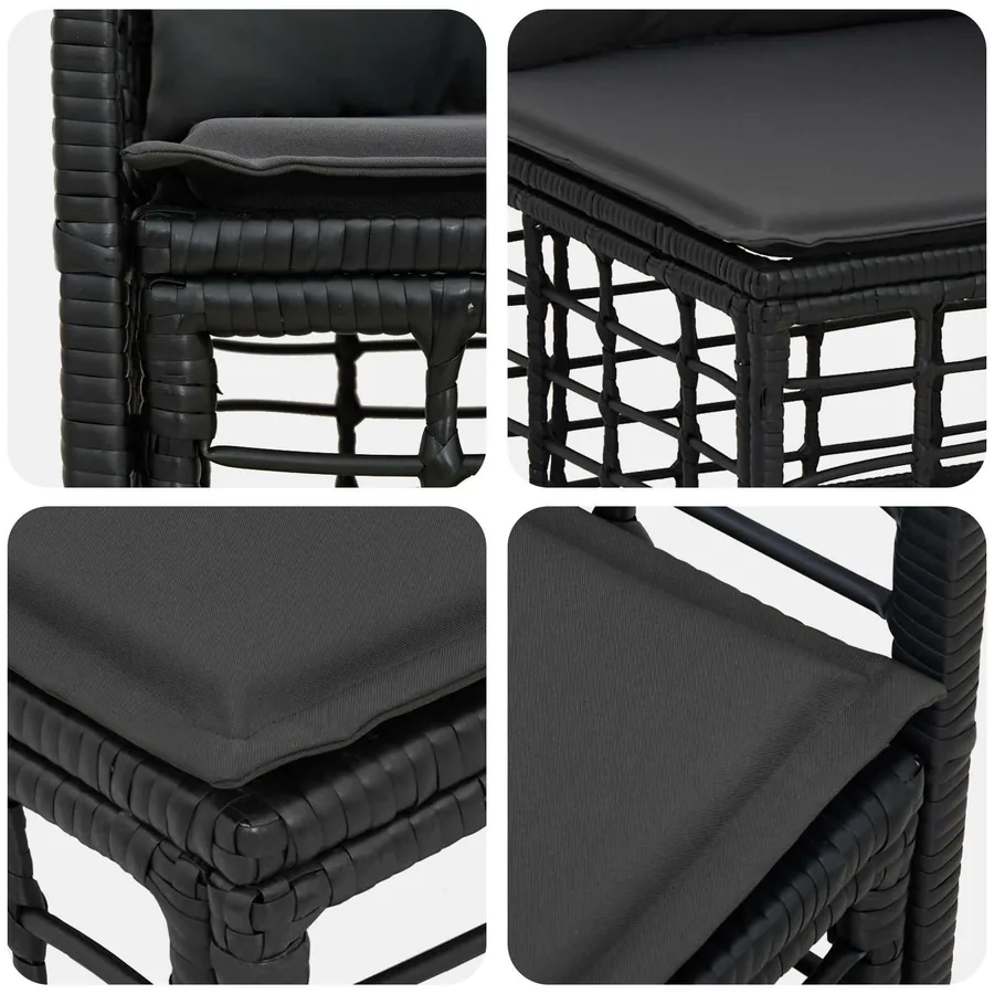 Ensemble de canapés d'extérieur 4 pcs Noir et Gris foncé - 6