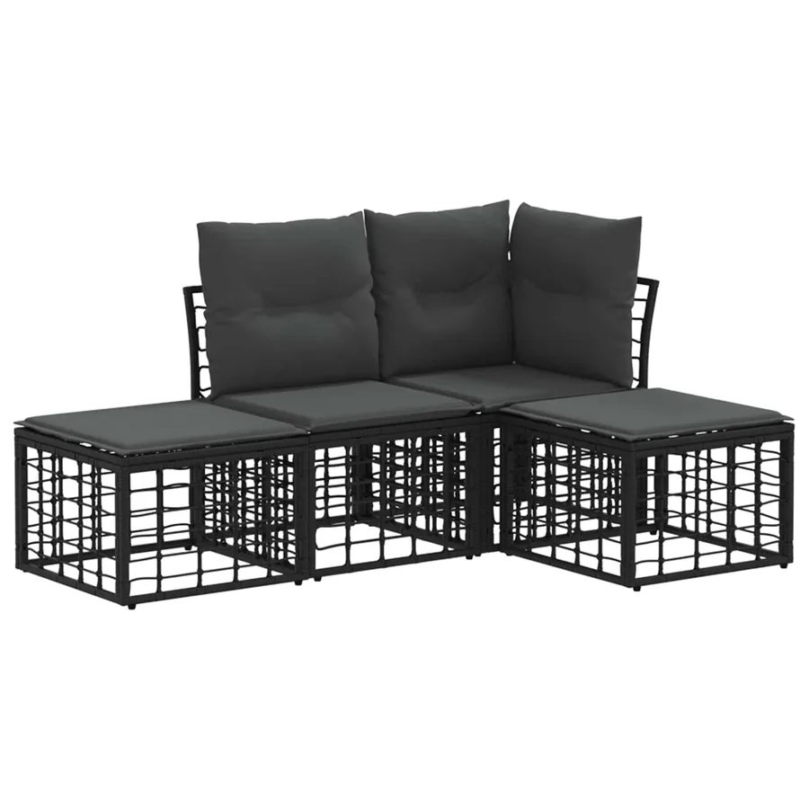 Ensemble de canapés d'extérieur Noir Polyester - 2