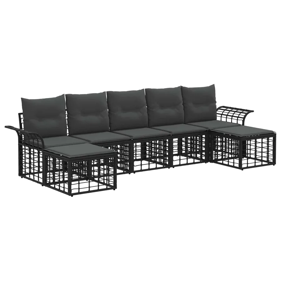 Ensemble de canapés d'extérieur 7 pcs Noir et Gris foncé - 2