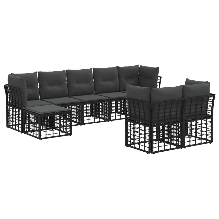 Ensemble de canapés d'extérieur Noir et Gris foncé Polyester - 2