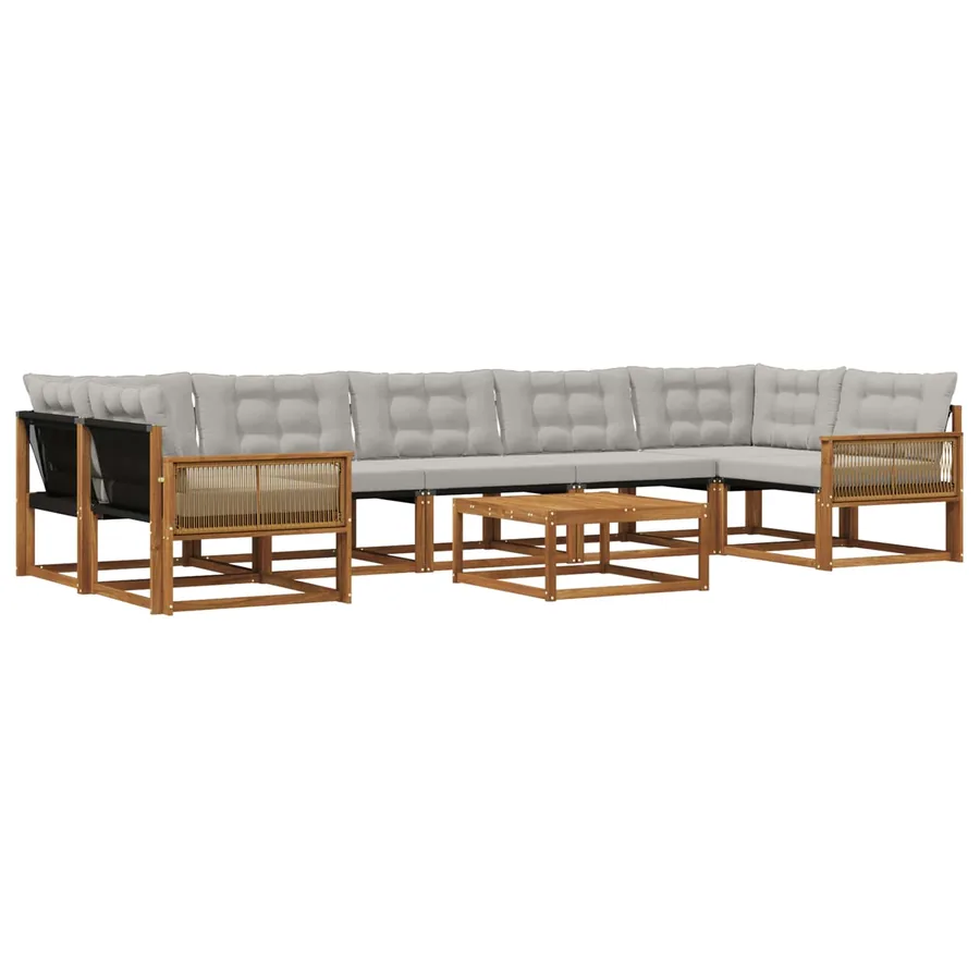 Ensemble de canapés d'extérieur 8 pcs Naturel et gris clair - 2