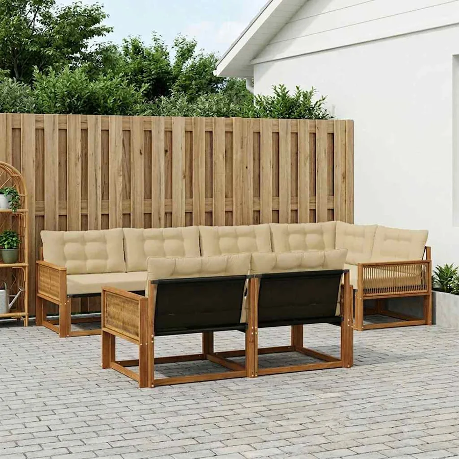 Ensemble de canapés d'extérieur 7 pcs Naturel et Beige