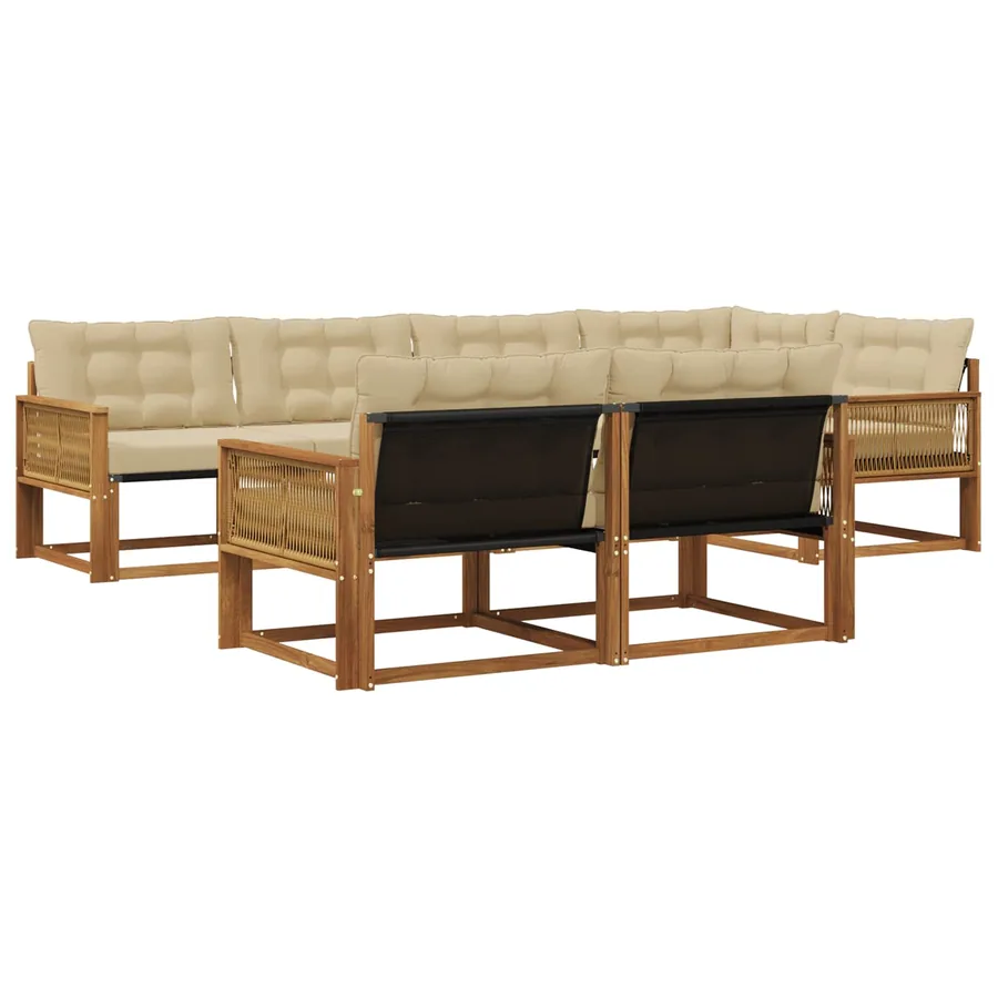 Ensemble de canapés d'extérieur 7 pcs Naturel et Beige - 2