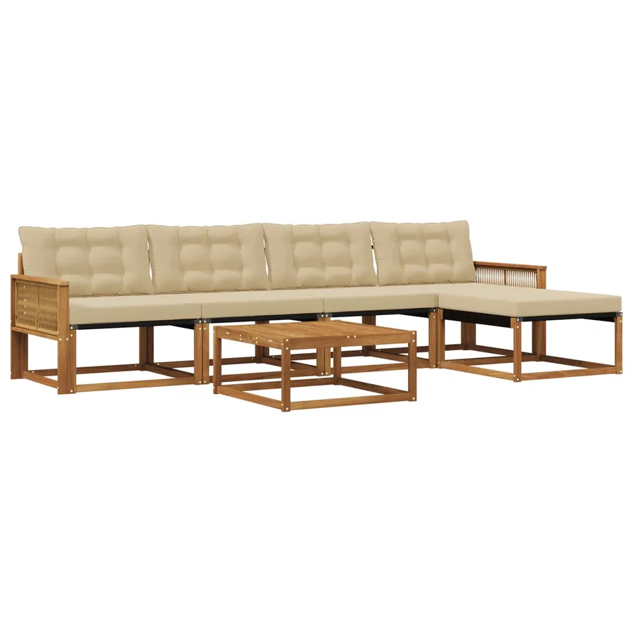 Ensemble de canapés d'extérieur 6 pcs Naturel et Beige - 2
