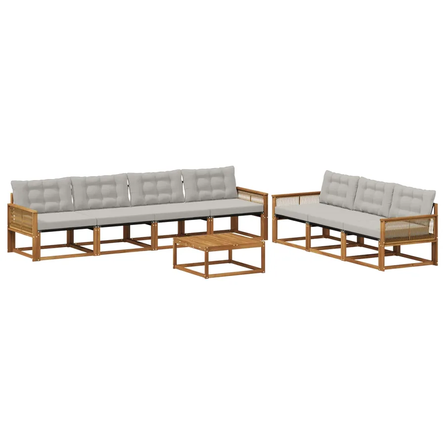 Ensemble de canapés d'extérieur 8 pcs Naturel et gris clair - 2