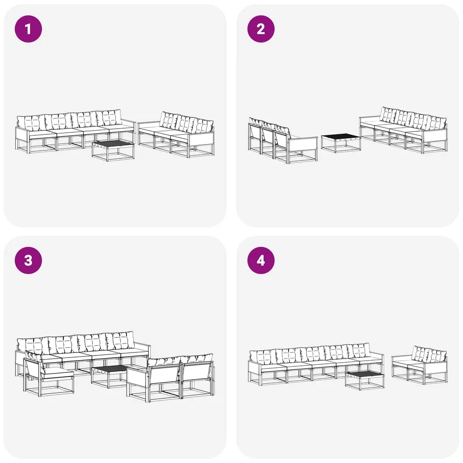 Ensemble de canapés d'extérieur 8 pcs Naturel et gris clair - 7