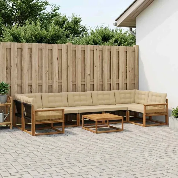 Ensemble de canapés d'extérieur 8 pcs Naturel et Beige
