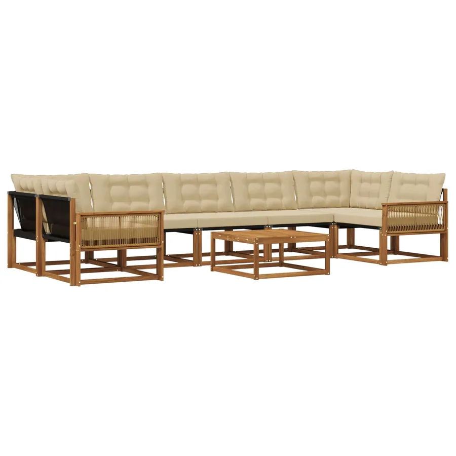 Ensemble de canapés d'extérieur 8 pcs Naturel et Beige - 2