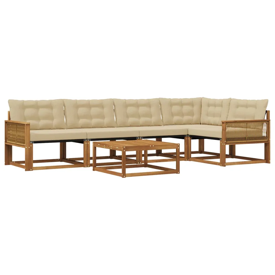Ensemble de canapés d'extérieur 6 pcs Naturel et Beige - 2