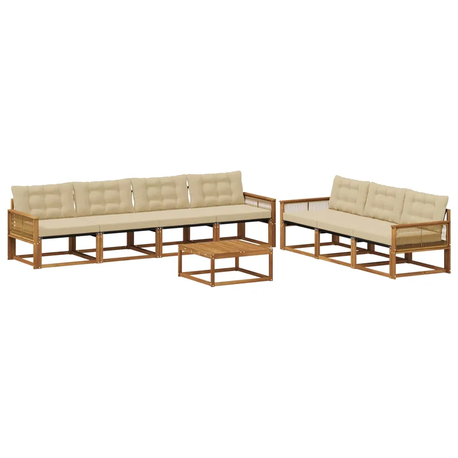 Ensemble de canapés d'extérieur 8 pcs Naturel et Beige - 2