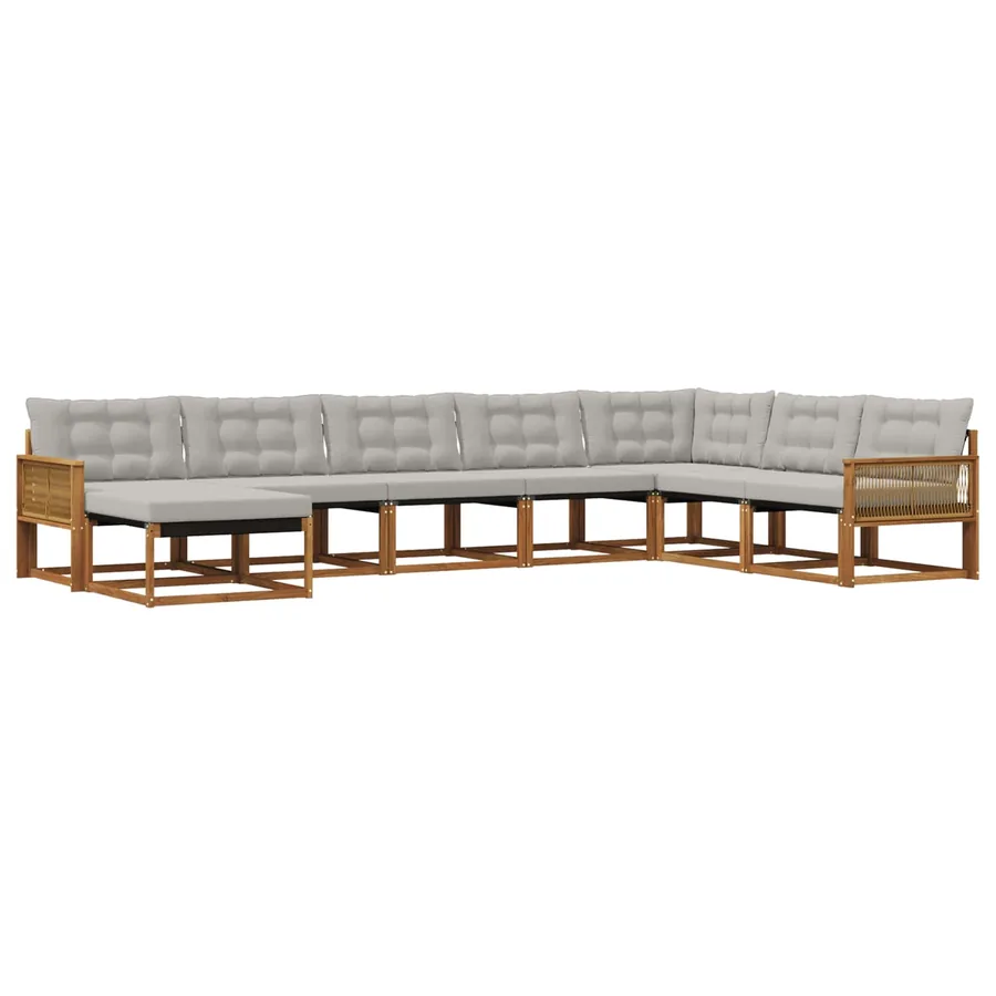 Ensemble de canapés d'extérieur 8 pcs Naturel et gris clair - 2