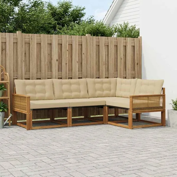 Ensemble de canapés d'extérieur 4 pcs Naturel et Beige